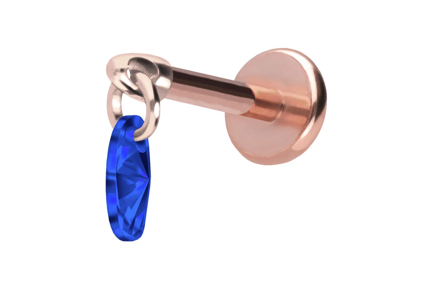 Titan Labret Piercing mit Push Fit KRISTALLOVAL